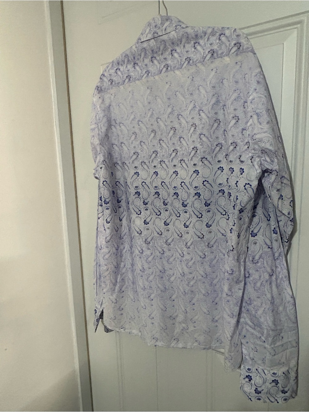 Luchiano Visconti Men's White Paisley Dress Shirt - Classic Long Sleeve - Picture 3 of 5